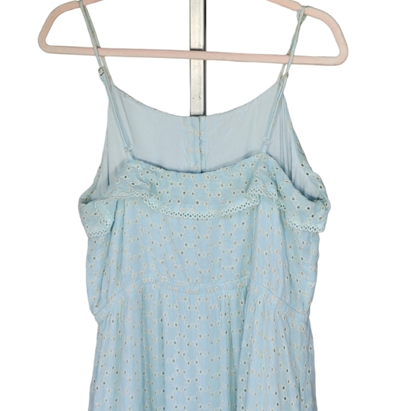 LOST + WANDER Blissful Blues Eyelet Long Maxi Boho Beach Dress Sz L - Picture 6 of 16